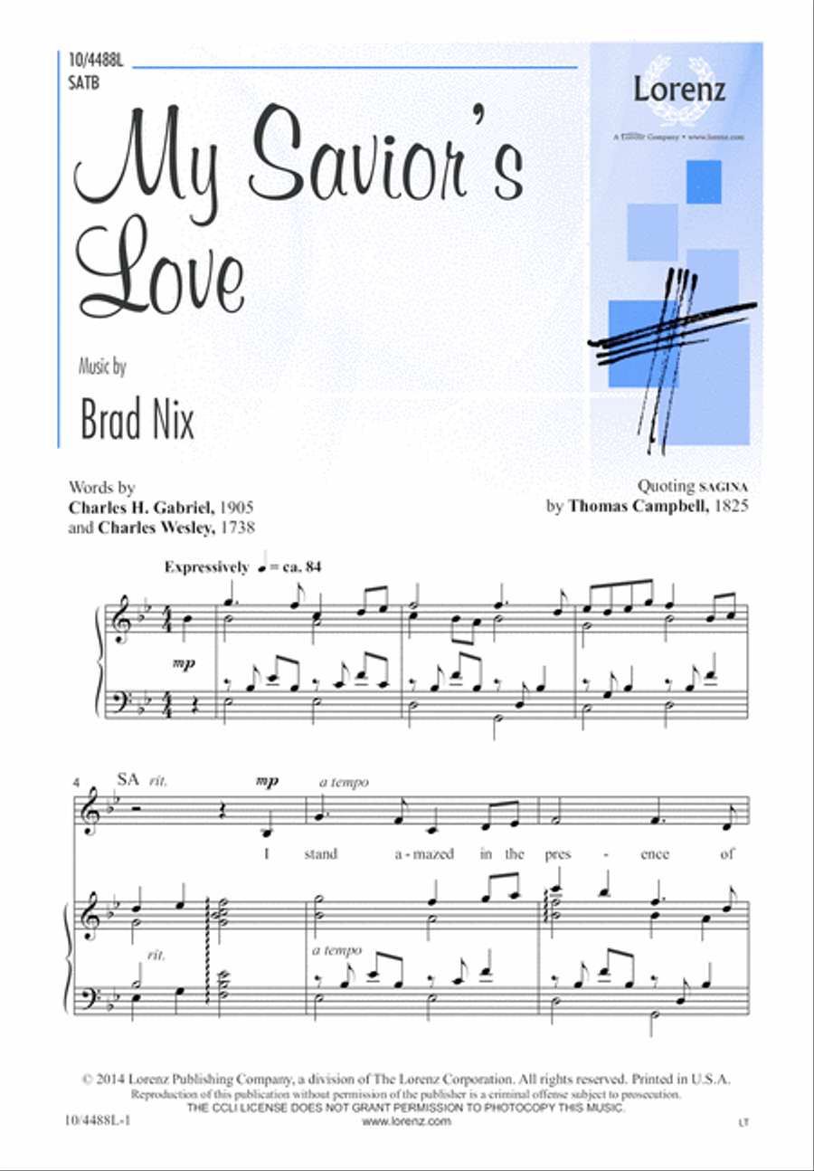 My Savior's Love 4-Part scores gallery preview page 1
