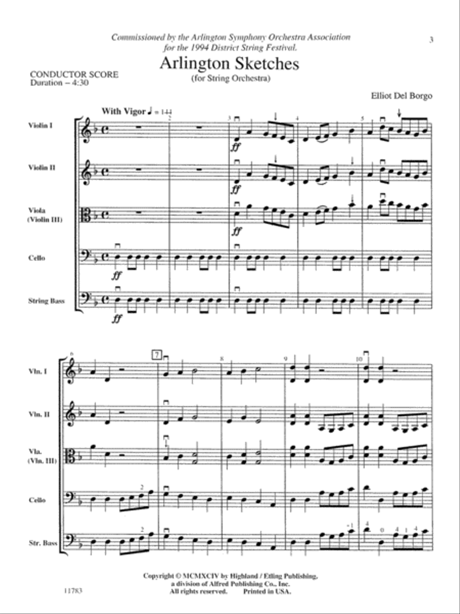 Arlington Sketches: Score String Orchestra scores gallery preview page 3