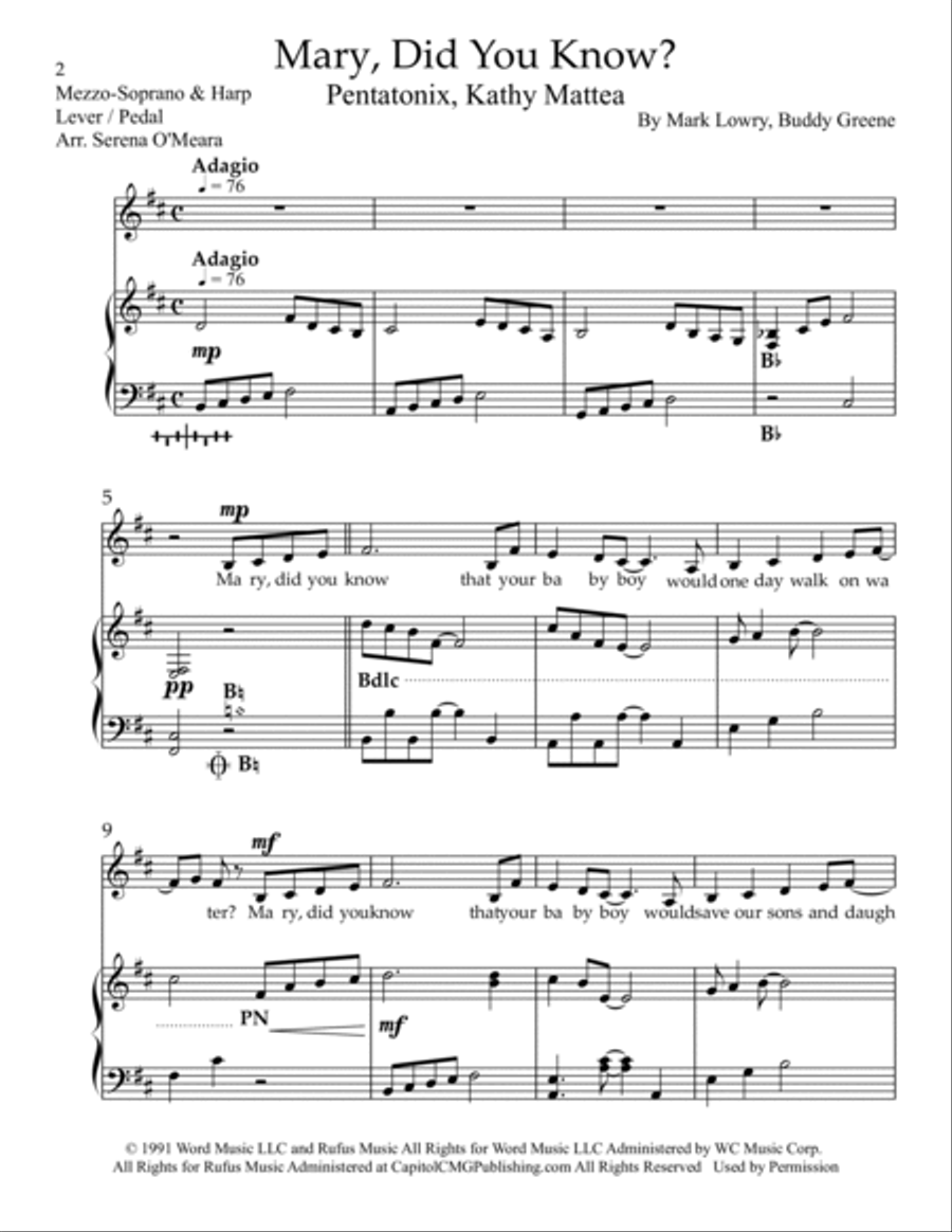 Mary, Did You Know? Harp scores gallery preview page 2