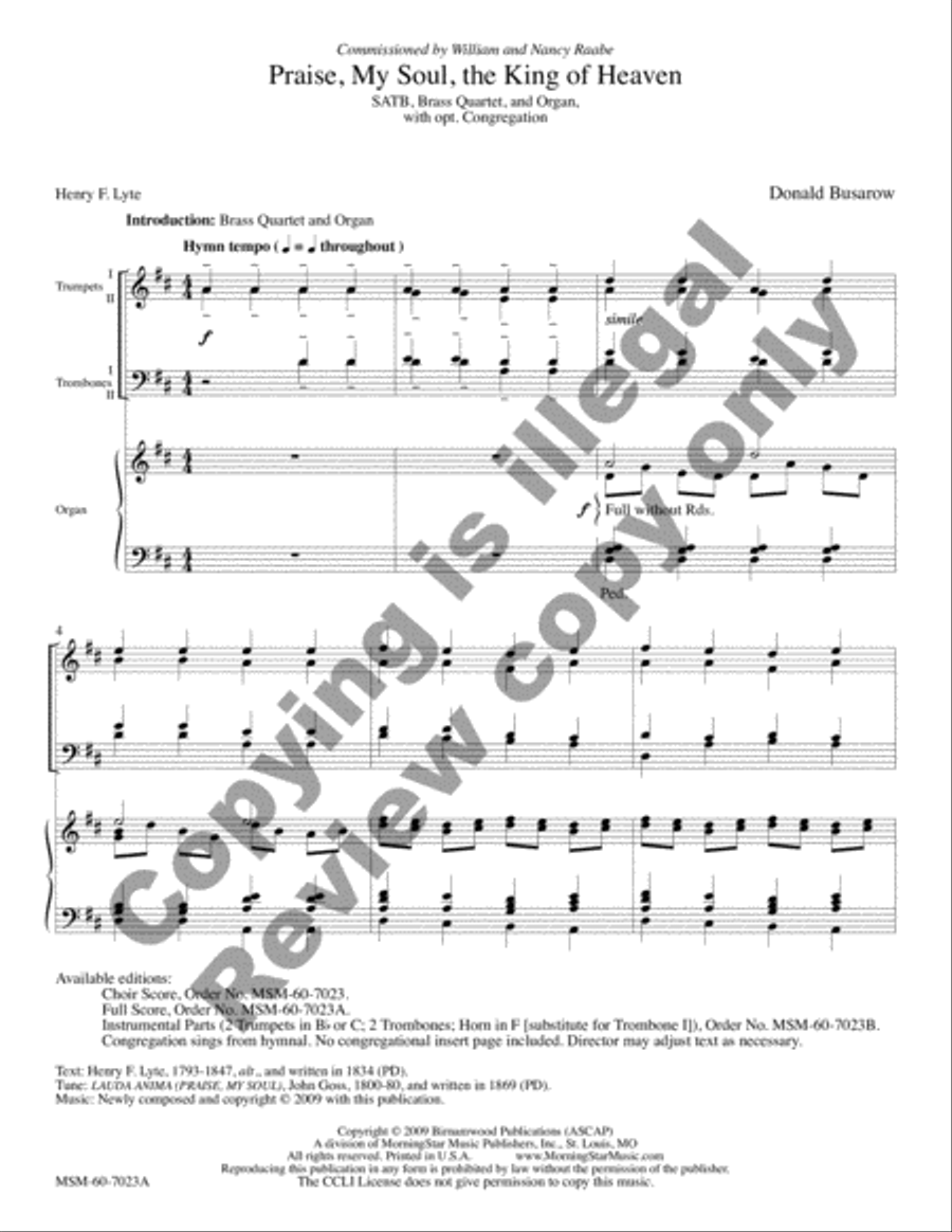 Praise, My Soul, the King of Heaven (Full Score) Choir scores gallery preview page 3