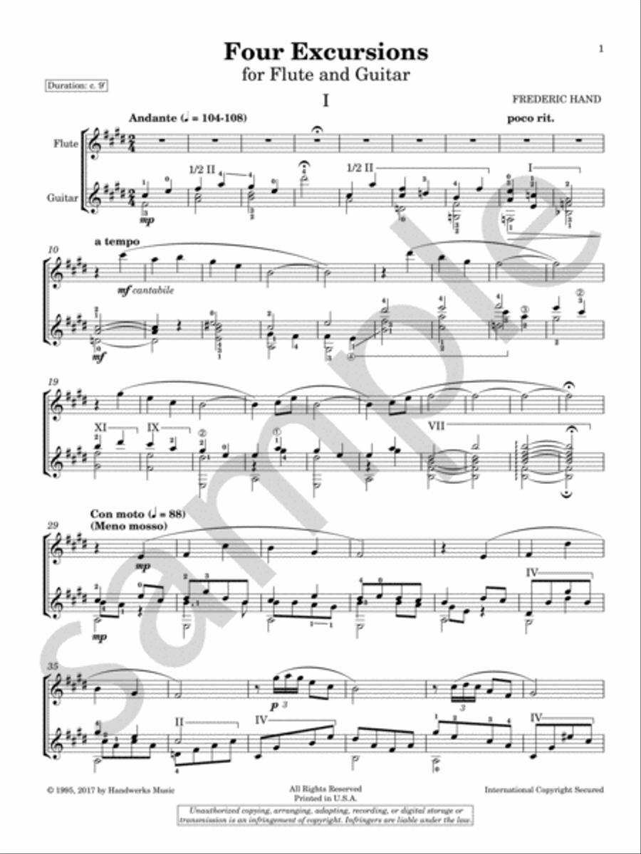 Four Excursions Flute scores gallery preview page 3