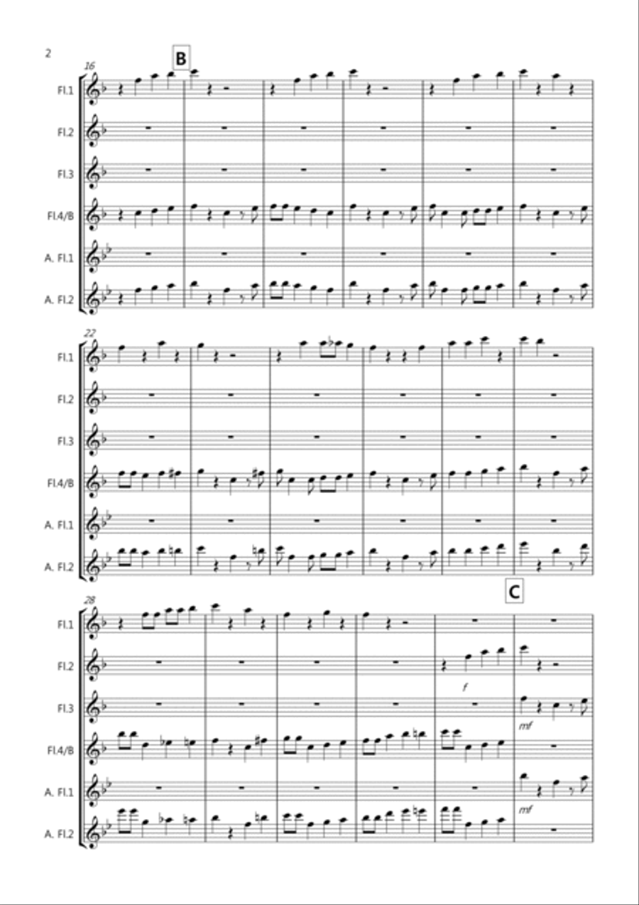 The Saints Go Jazzin' In! for Flute Quartet Flute Quartet scores gallery preview page 2
