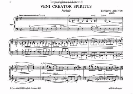 Kenneth Leighton: Veni Creator Spiritus And Veni Redemptor For Organ