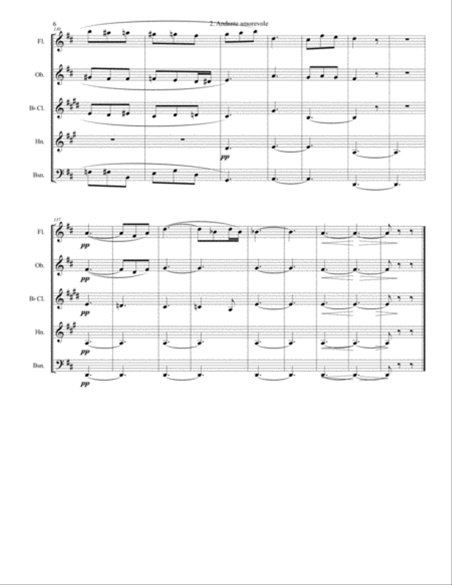 Andante and Menuetto from String Symphony 7 Woodwind Quintet scores gallery preview page 6