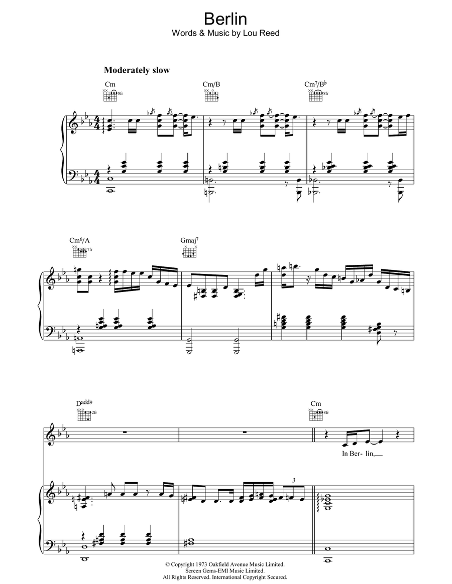 Berlin Piano, Vocal, Guitar scores gallery preview page 1
