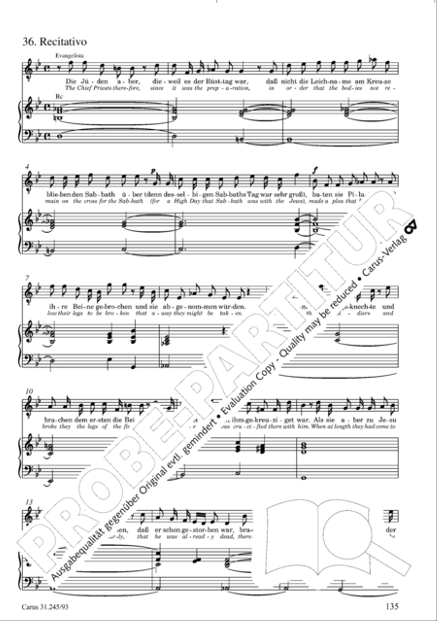 St. John Passion (Johannes-Passion) 4-Part scores gallery preview page 136