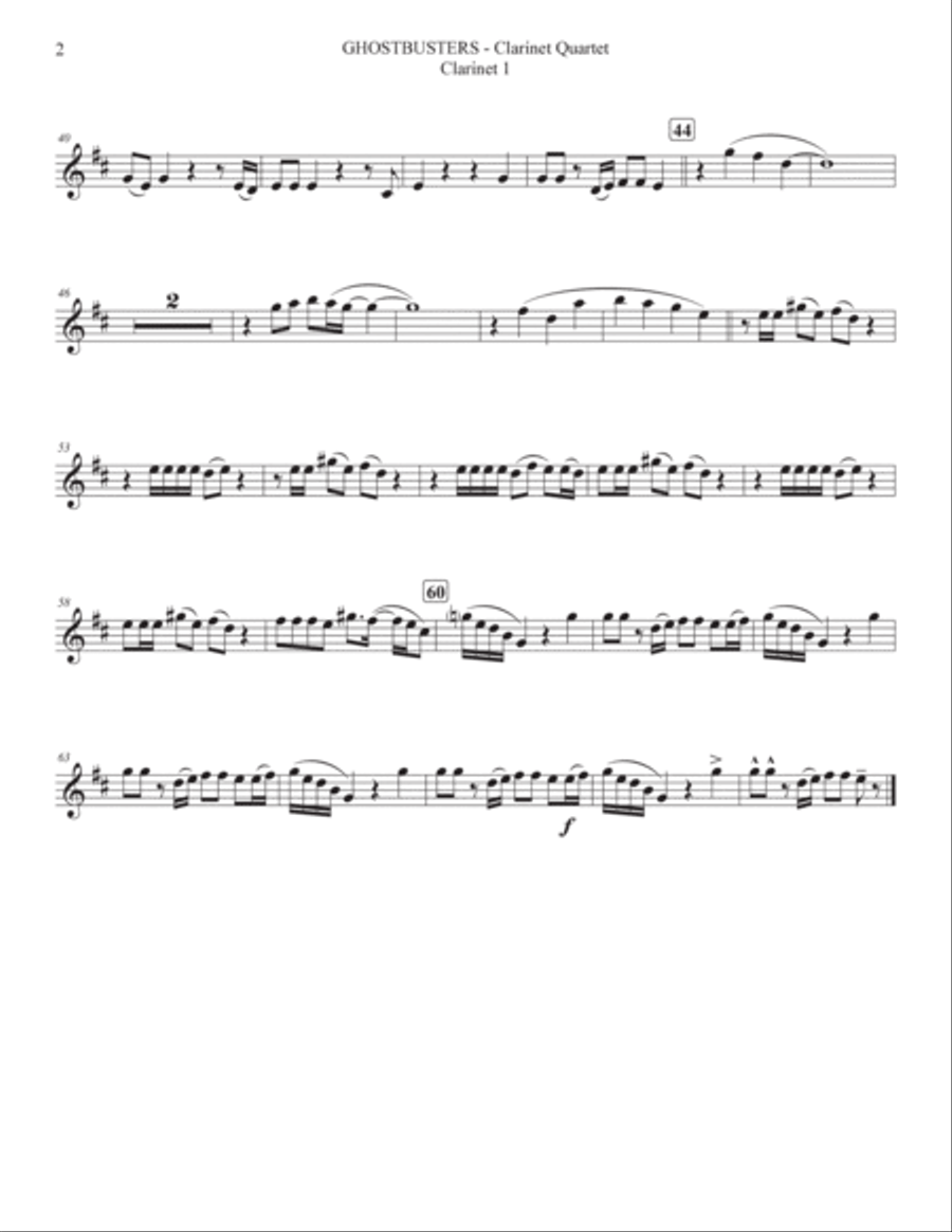 Ghostbusters Clarinet Quartet scores gallery preview page 5