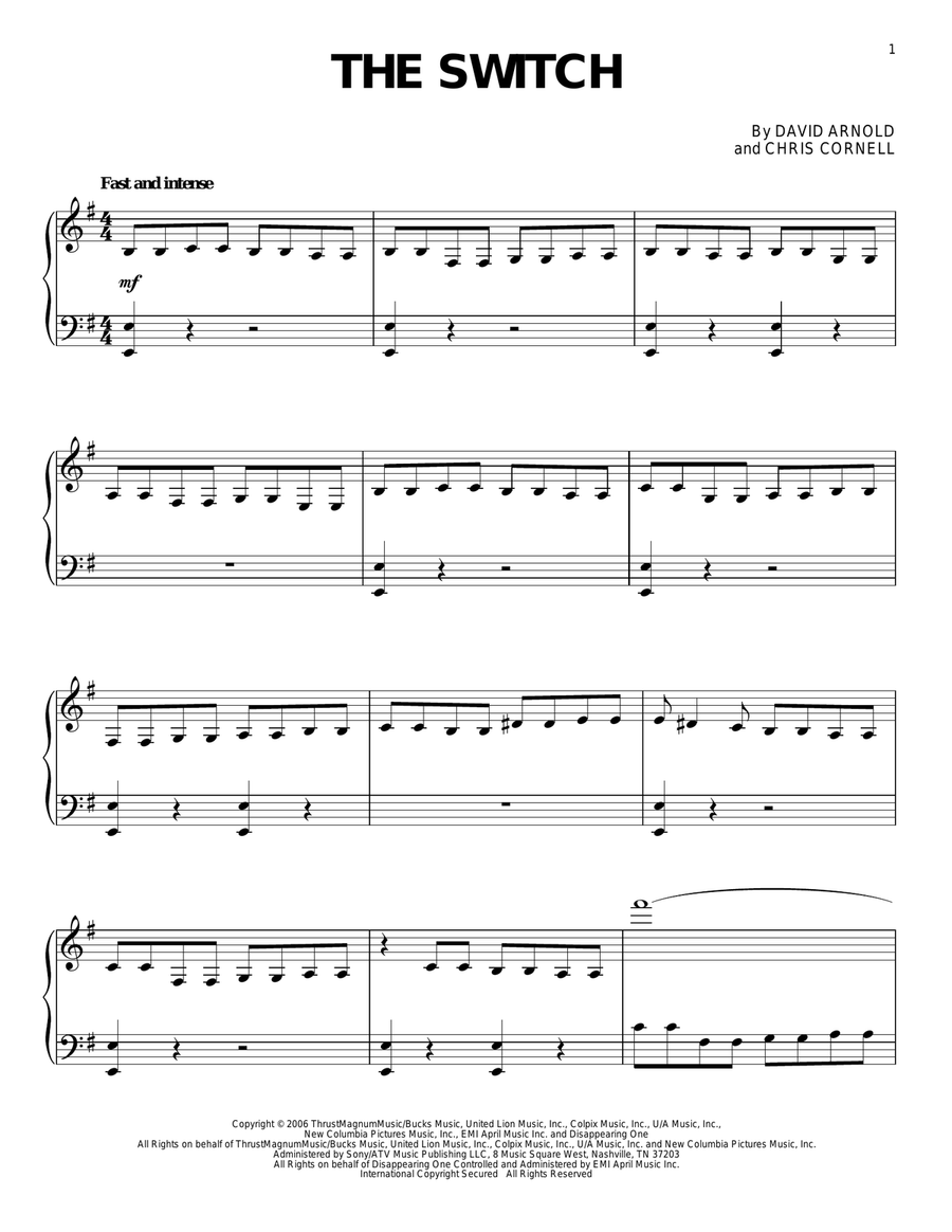 The Switch The Switch Piano Solo scores gallery preview page 1