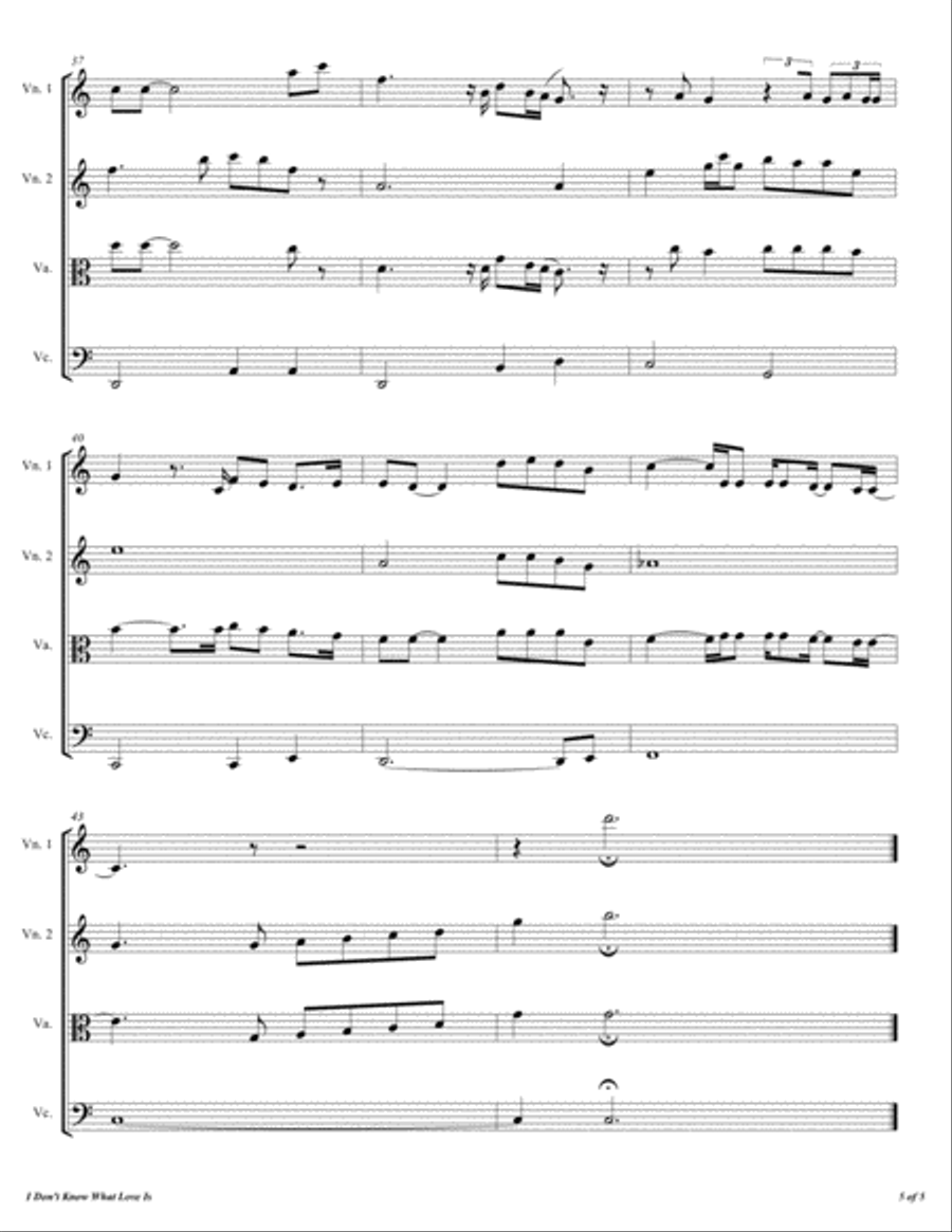 I Don't Know What Love Is String Quartet scores gallery preview page 6