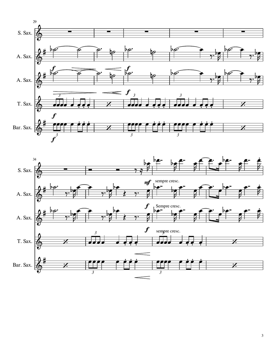 Mars, The Bringer Of War - For Saxophone Quintet Saxophone Quintet scores gallery preview page 3