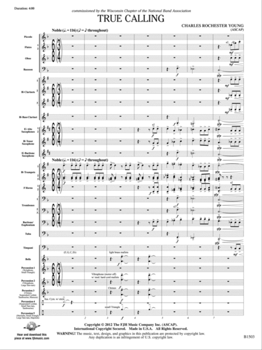 True Calling: Score Concert Band scores gallery preview page 3