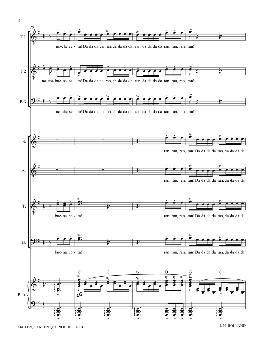 Bailen, Canten Que Noche Bonita! For SATB Chorus and Piano From the opera 