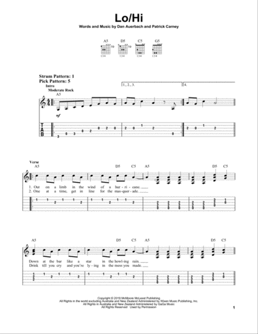Lo Hi by The Black Keys Electric Guitar Digital Sheet Music
