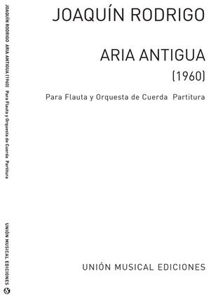 Book cover for Aria Antigua For Flute And String Orchestra