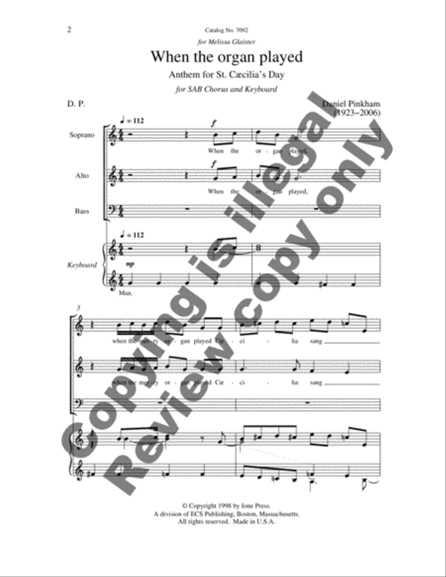 When the Organ Played 3-Part scores gallery preview page 3