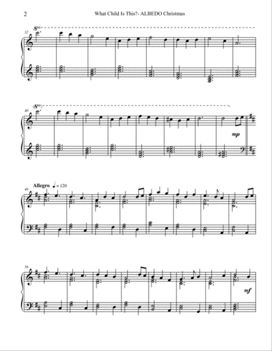 What Child Is This from ALBEDO Christmas Piano Solo scores gallery preview page 2