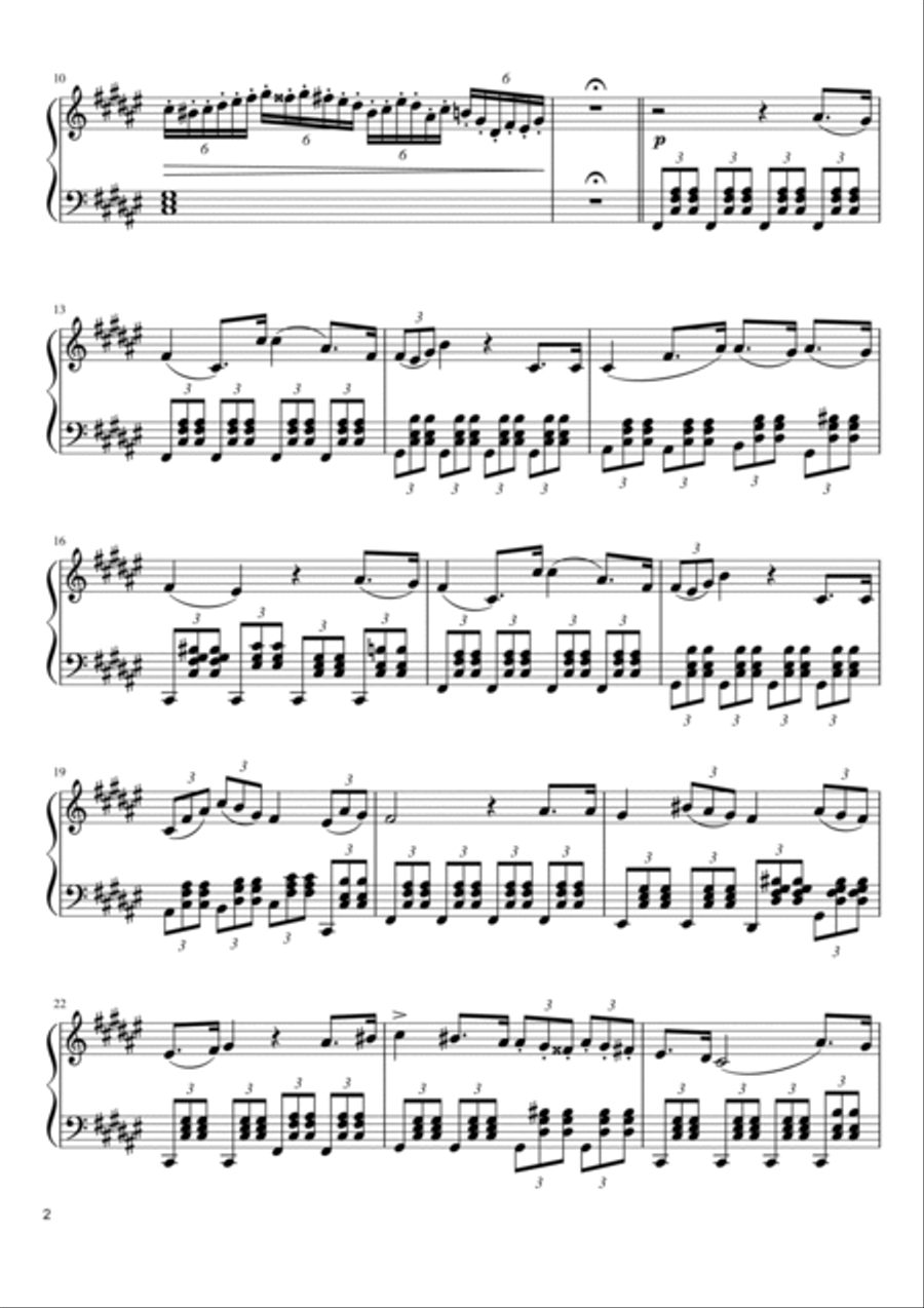 Va, pensiero (Chorus of the Hebrew Slaves) - Piano Solo (Original Key) Piano Solo scores gallery preview page 2