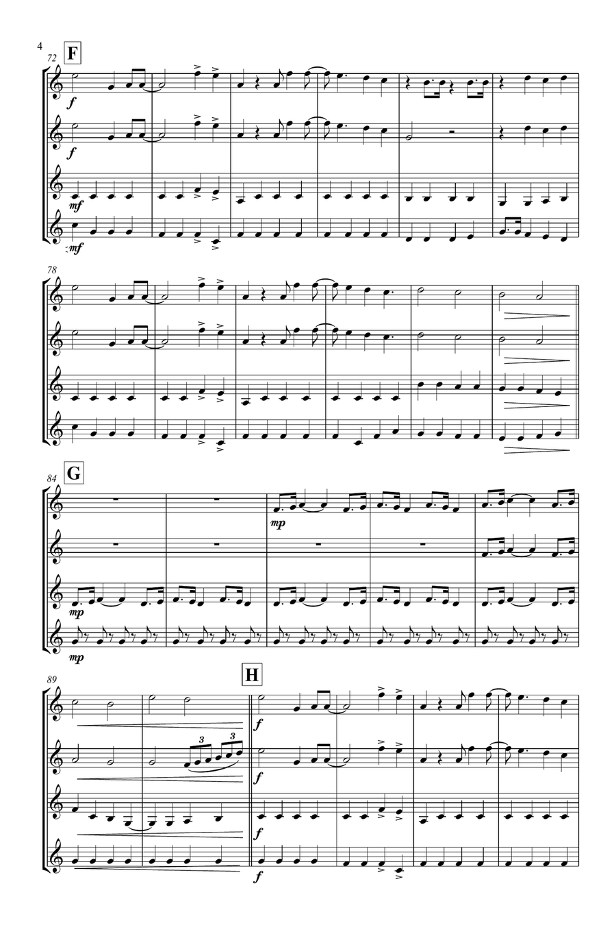 Sweet Caroline Sweet Caroline Brass Quartet scores gallery preview page 4