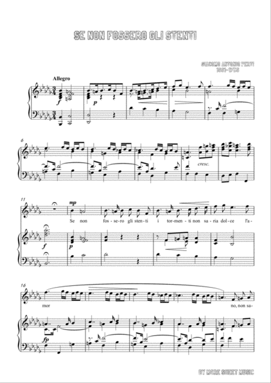 Perti-Se non fossero gli stenti in b flat minor,for Voice and Piano Voice Solo scores gallery preview page 3