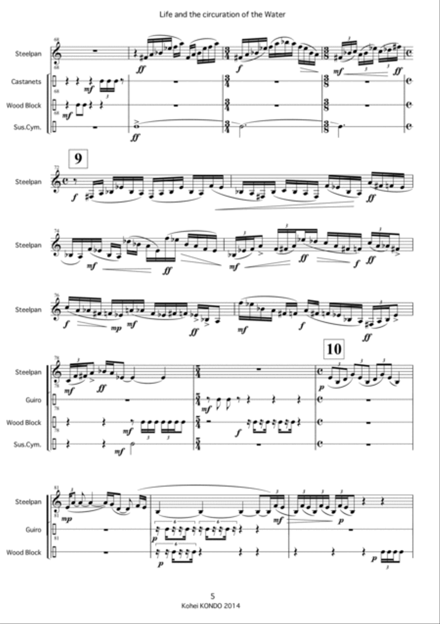 Life and the circuration of the Water　for percussion player　 Op.141 Percussion Ensemble scores gallery preview page 6