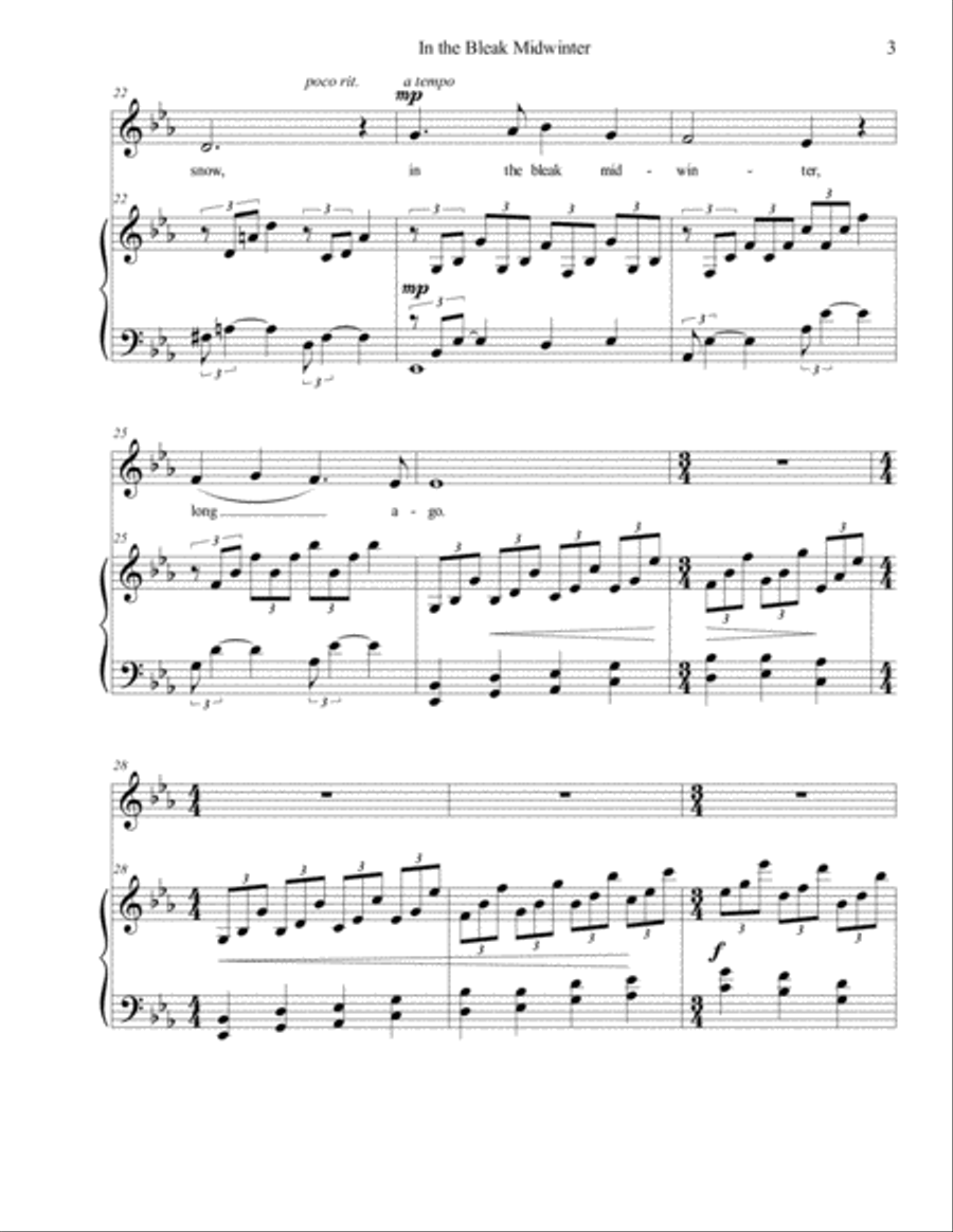In the Bleak Midwinter (CRANHAM), Medium/Low Voice, arr. Brenda Portman Medium Voice scores gallery preview page 3