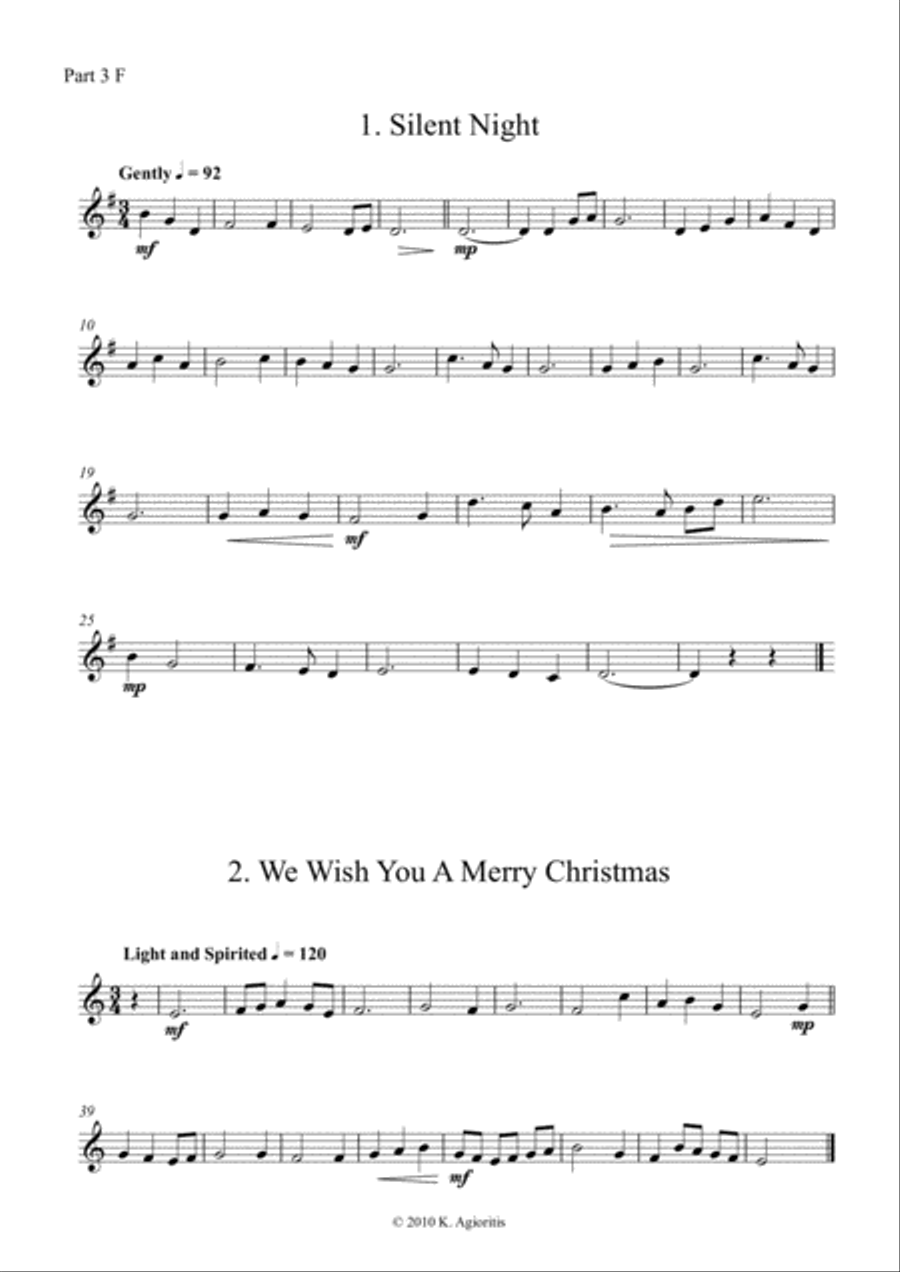 Carols for Four (or more) - Fifteen Carols with Flexible Instrumentation - Part 3 - F Treble Clef