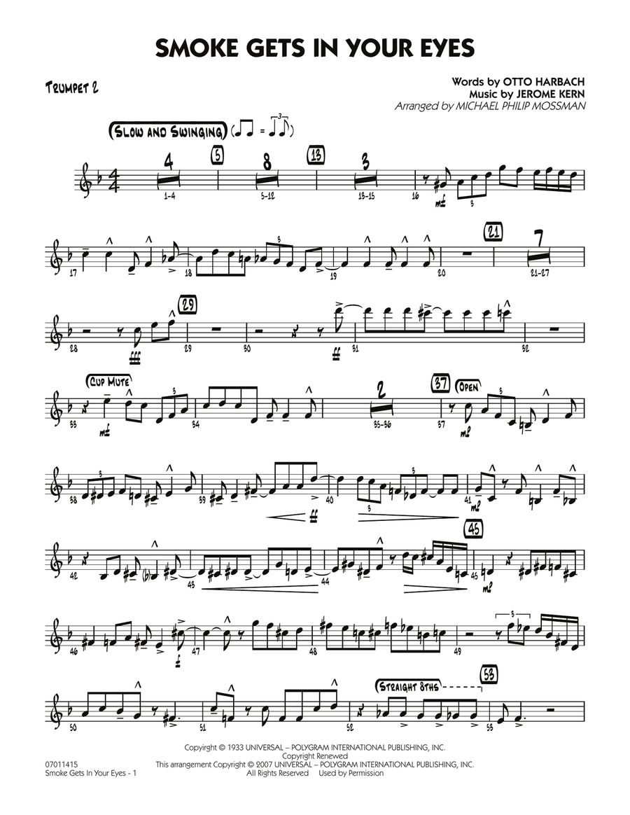 Smoke Gets In Your Eyes - Trumpet 2 Jazz Ensemble scores gallery preview page 1