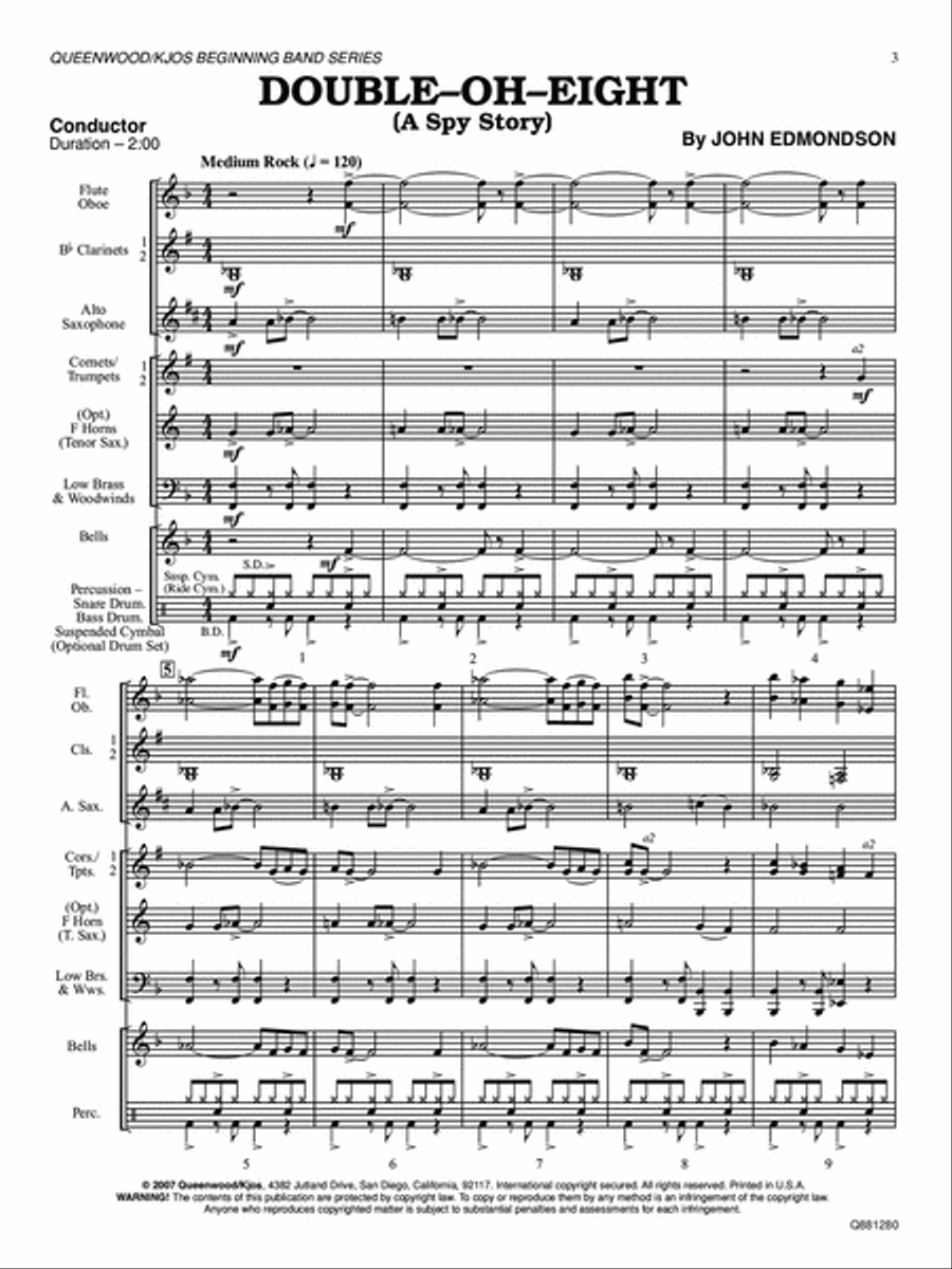 Double-Oh-Eight (A Spy Story) - Score Concert Band scores gallery preview page 2