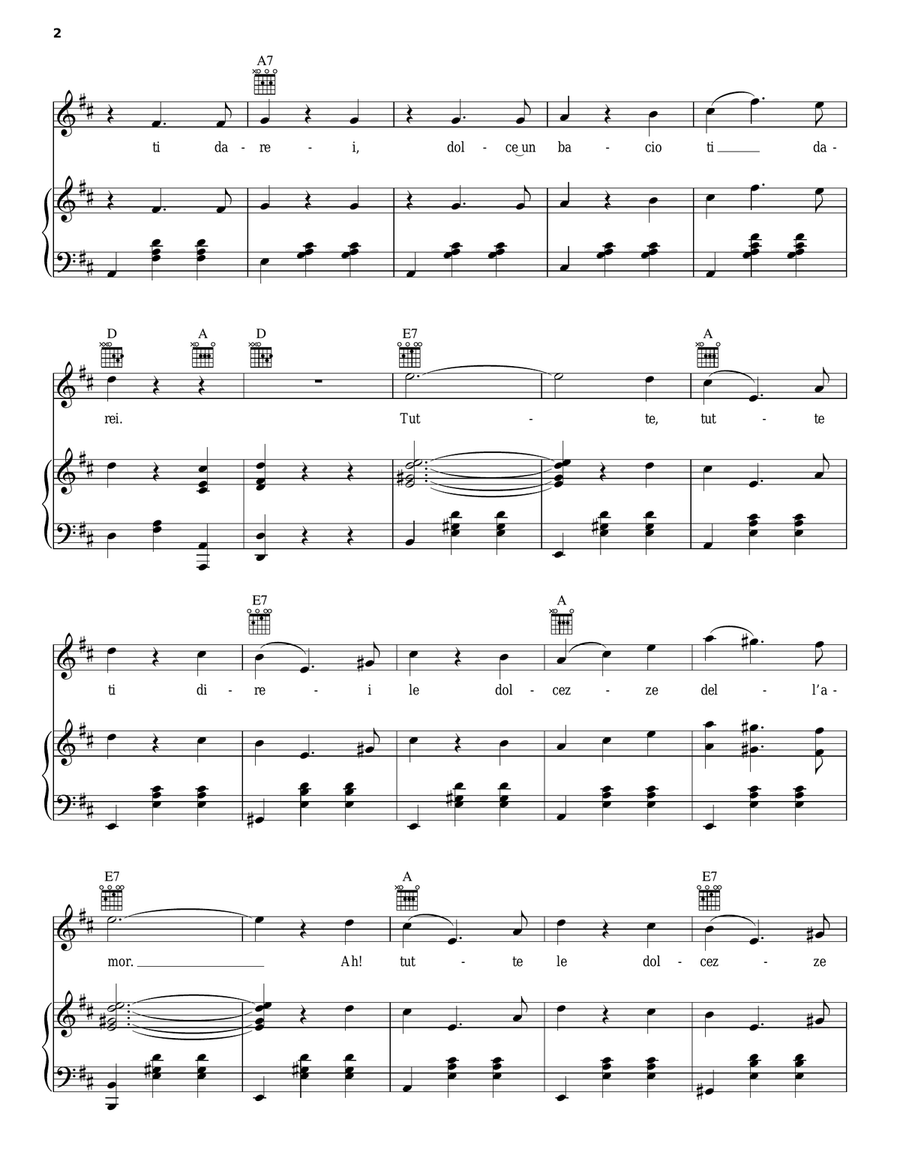 Il Bacio (The Kiss) Piano, Vocal, Guitar scores gallery preview page 2