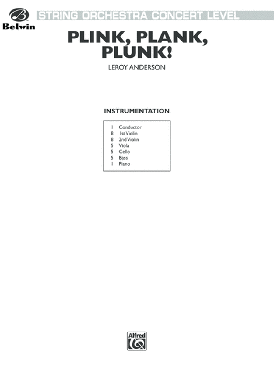 Book cover for Plink, Plank, Plunk!: Score