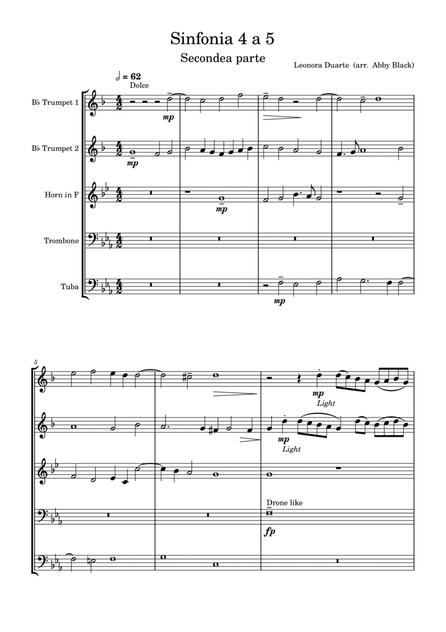 Sinfonia 4 a 5 Horn scores gallery preview page 1
