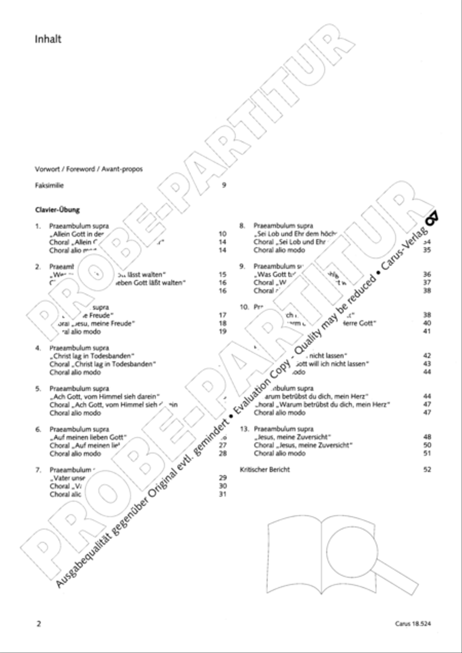 Chorale arrangements. First part of the Clavier-Ubung