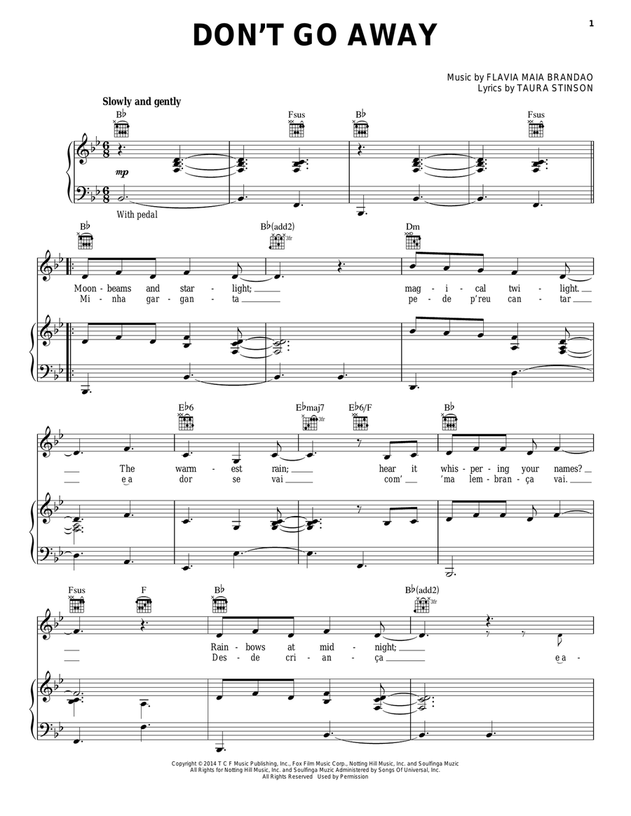 Don't Go Away (from Rio 2) Guitar scores gallery preview page 1