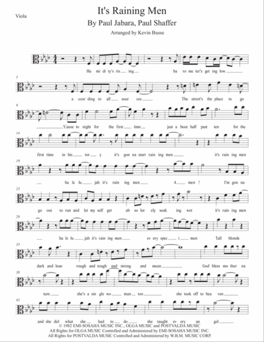 It's Raining Men Viola Solo scores gallery preview page 1