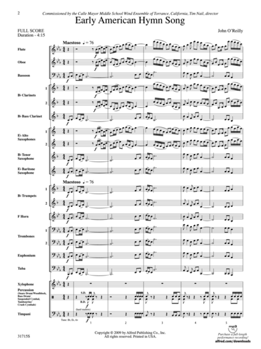 Early American Hymn Song Concert Band scores gallery preview page 2