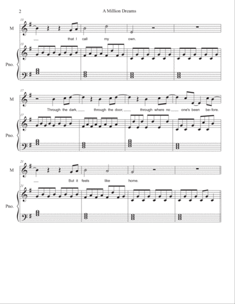 A Million Dreams A Million Dreams Unison Choir scores gallery preview page 2