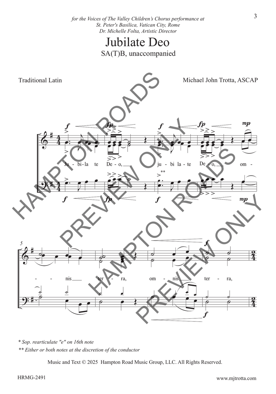 Jubilate Deo (SAB or SATB) 4-Part scores gallery preview page 4