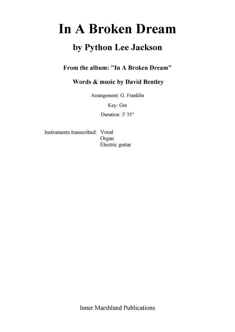 In A Broken Dream Piano, Vocal scores gallery preview page 1