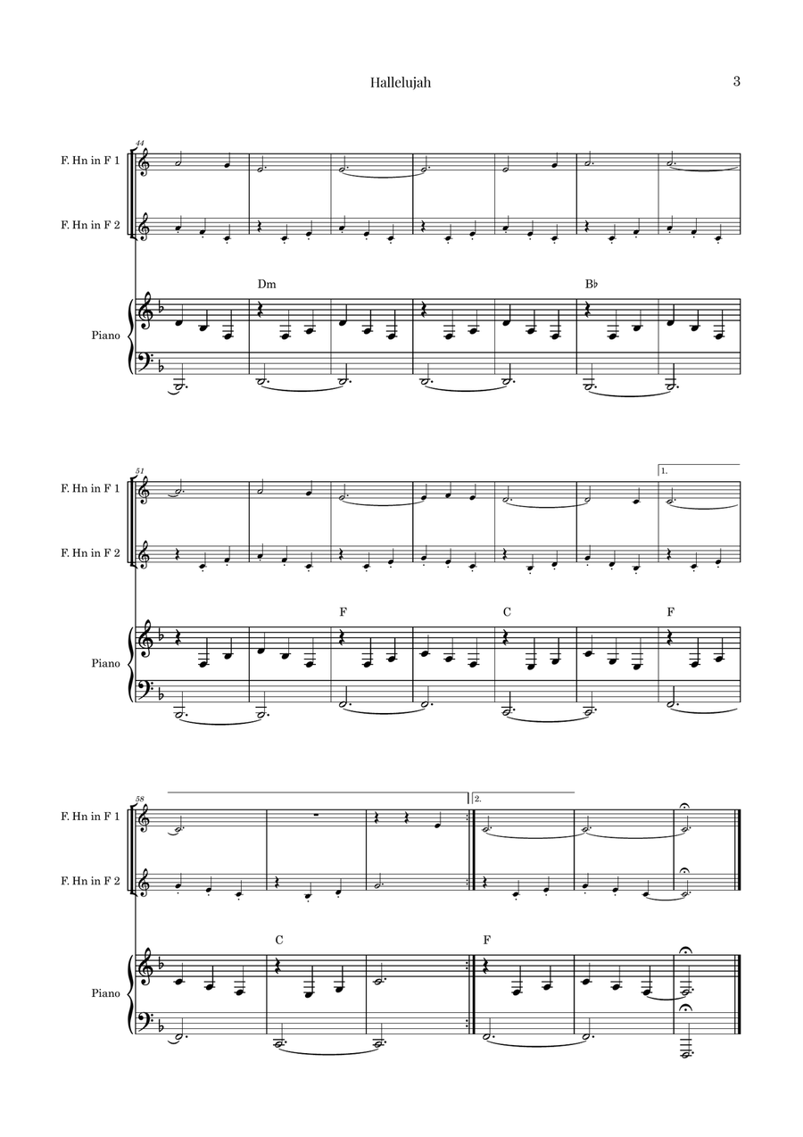 Hallelujah Brass Duet scores gallery preview page 3