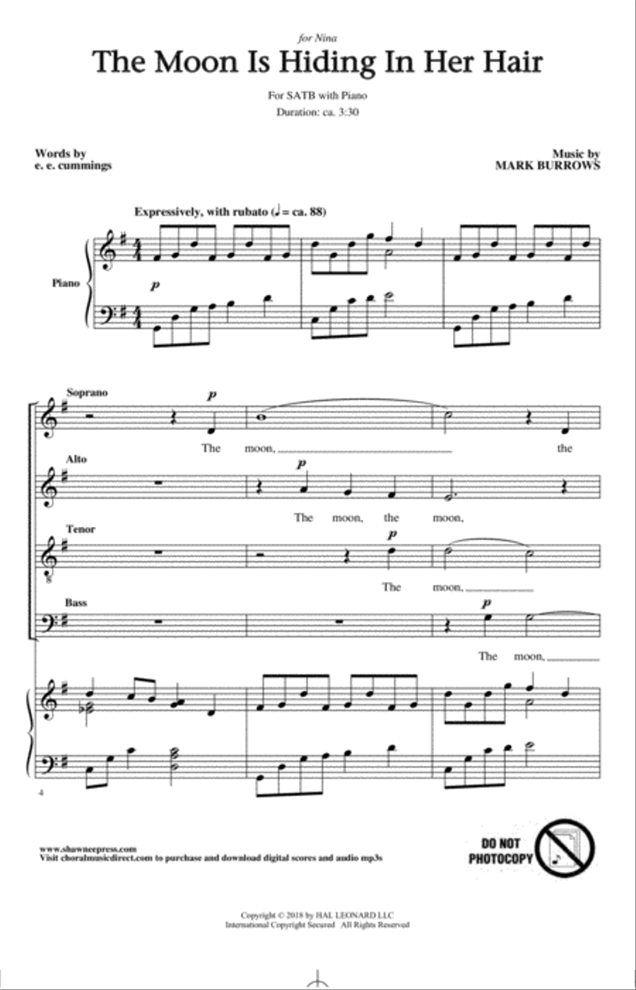 The Moon Is Hiding In Her Hair 4-Part scores gallery preview page 1