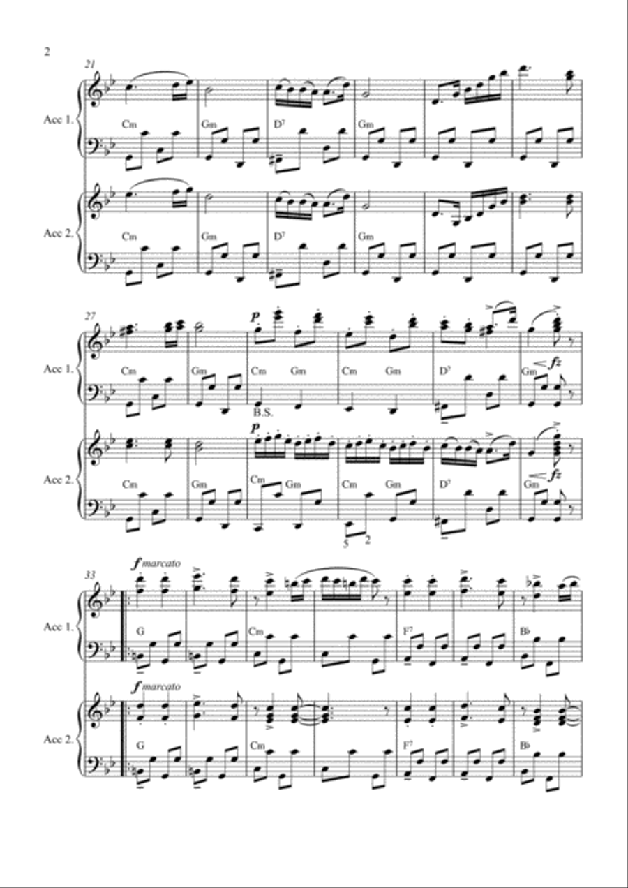 Brahms: Hungarian Dance No. 5 (Accordion Duet) Accordion scores gallery preview page 2