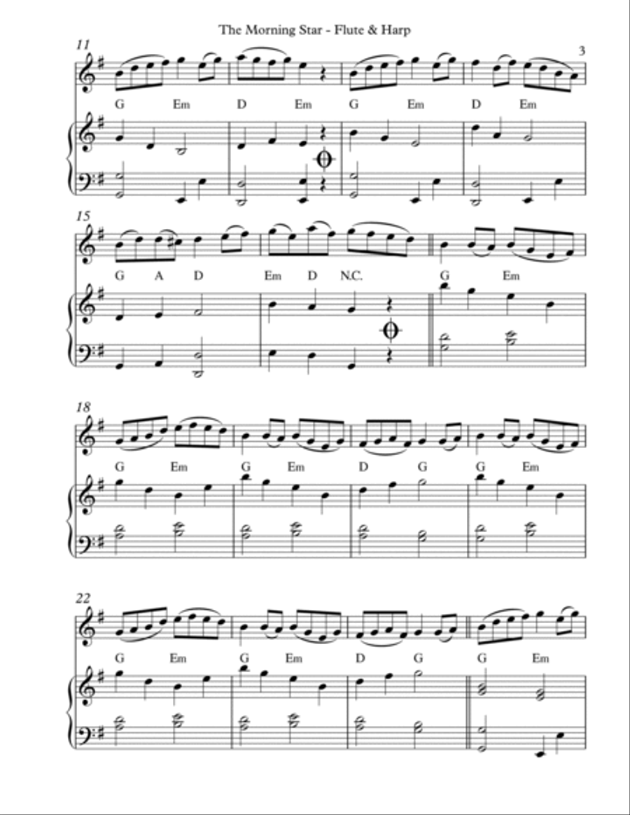 The Morning Star, Duet for Flute & Harp Flute scores gallery preview page 3