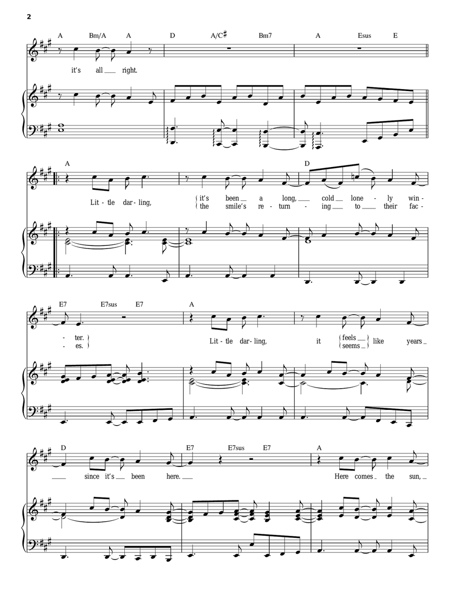 Here Comes The Sun Here Comes The Sun Piano, Vocal scores gallery preview page 2