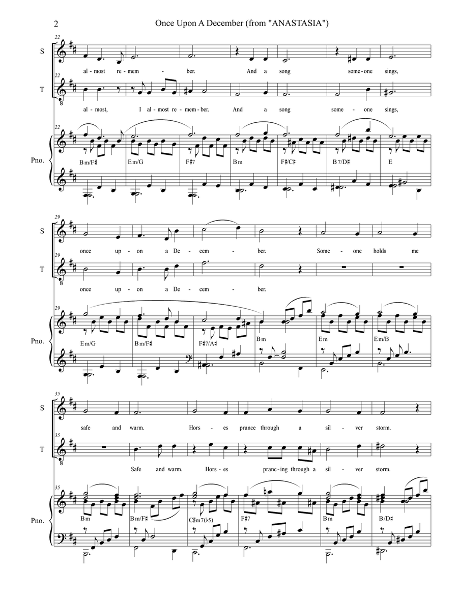 Once Upon A December from the Twentieth Century Fox Motion Picture ANASTASIA Tenor Voice scores gallery preview page 2