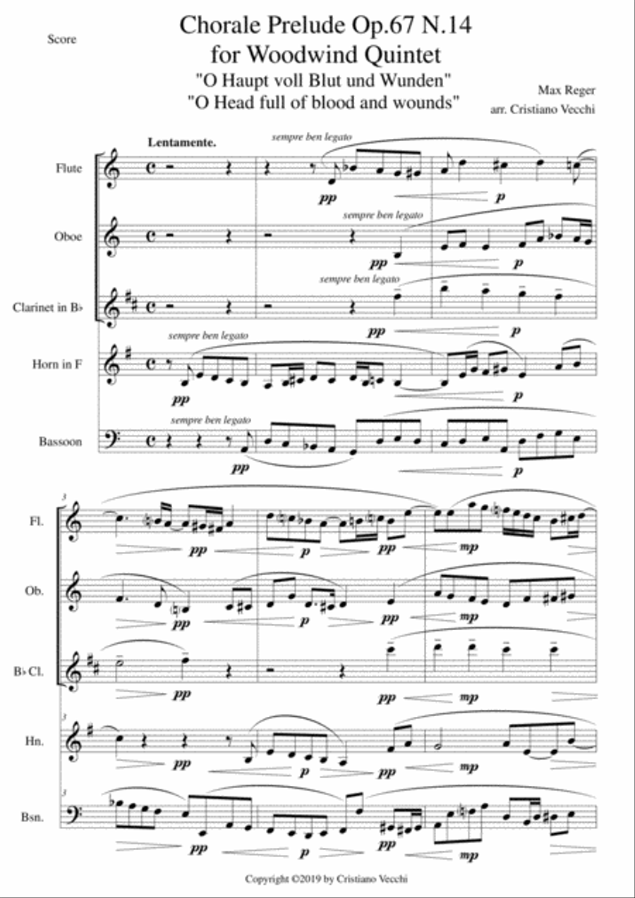 Chorale Prelude Op.67 N.14 for Woodwind Quintet Woodwind Quintet scores gallery preview page 1