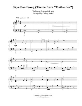 Book cover for Skye Boat Song (Theme from "Outlander") - intermediate piano