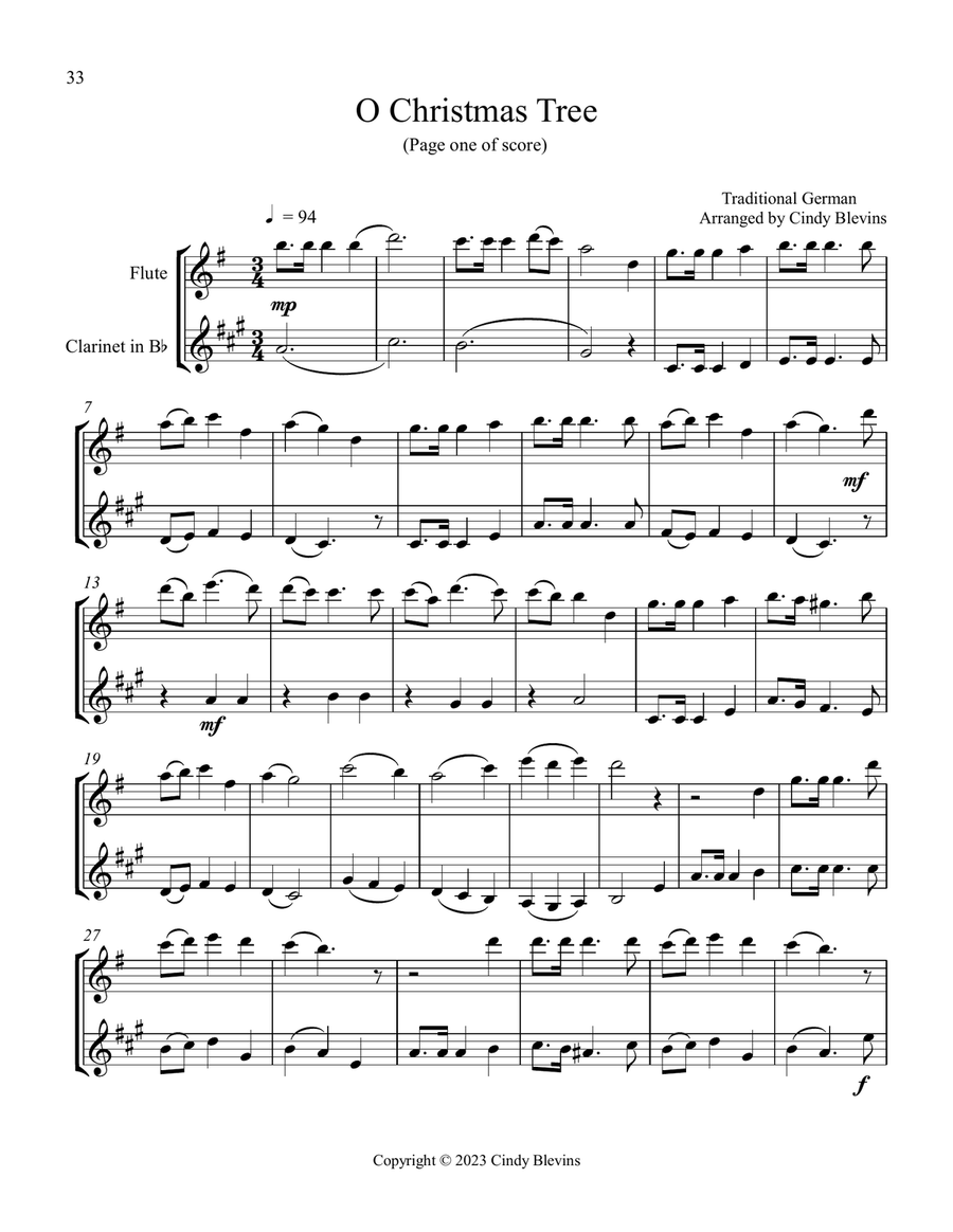 Flute and Clarinet for Christmas, Vol. III (12 arrangements) Woodwind Duet scores gallery preview page 4