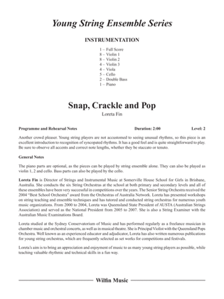 Snap, Crackle and Pop: Score