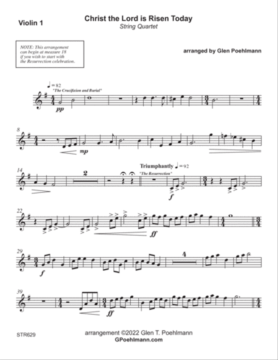 CHRIST THE LORD IS RISEN TODAY - String Quartet (Grade 3+) String Quartet scores gallery preview page 5