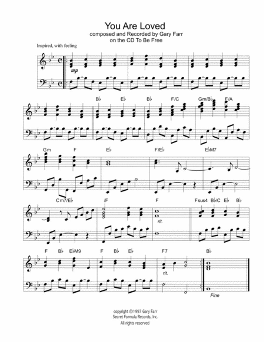 You Are Loved Easy Piano scores gallery preview page 1